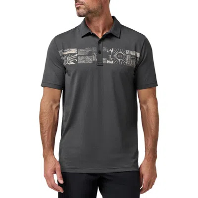 Travismathew Tropical Stripe Polo In Black