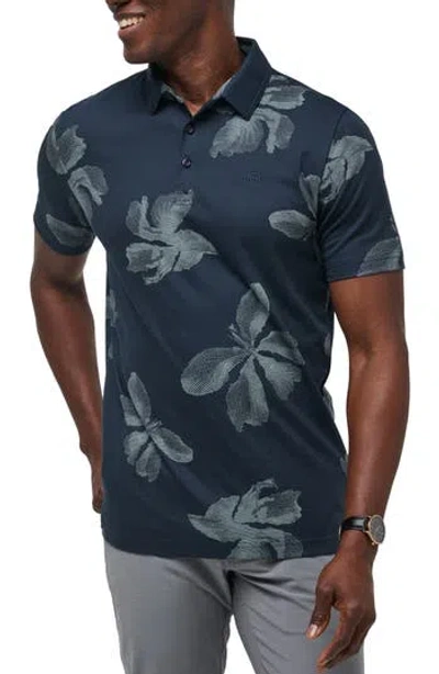 Travismathew Tropical Tour Floral Cotton Blend Polo In Total Eclipse