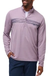 Travismathew Upgraded Chest Stripe Half Zip Pullover In Pink