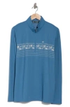 Travismathew Upgraded Chest Stripe Half Zip Pullover In Stellar Blue Chest