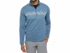 Travismathew Upgraded Striped 1/4 Zip Pullover In Stellar Blue Chest Stripe In Blue