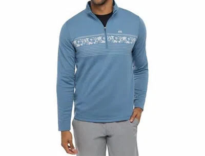 Travismathew Upgraded Striped 1/4 Zip Pullover In Stellar Blue Chest Stripe