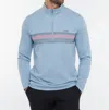 Travismathew Upgraded Striped Quarter Zip Jacket In Ash Blue In Multi