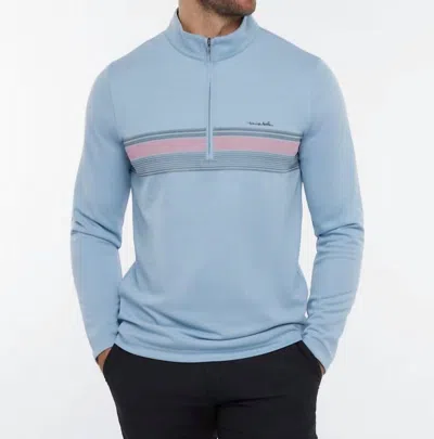 Travismathew Upgraded Striped Quarter Zip Jacket In Ash Blue In Multi