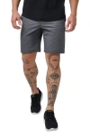 Travismathew Vegas Daze Dot Print Flat Front Stretch Shorts In Heather Dark Grey