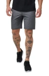 Travismathew Vegas Daze Dot Print Flat Front Stretch Shorts In Heather Dark Grey