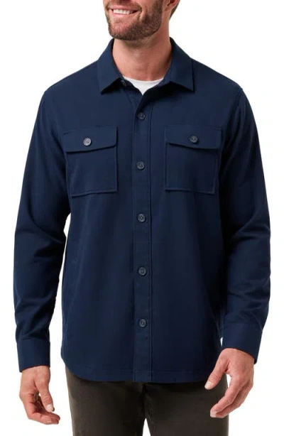 Travismathew Wanna Bet Stretch Poplin Button-up Shirt Jacket In Blue