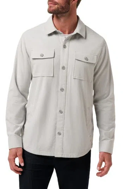 Travismathew Wanna Bet Stretch Poplin Button-up Shirt Jacket In Heather Light Grey