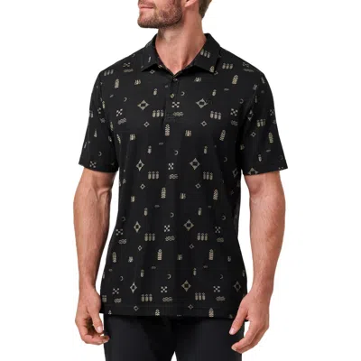 Travismathew Weather Patterns Print Cotton Blend Polo In Black