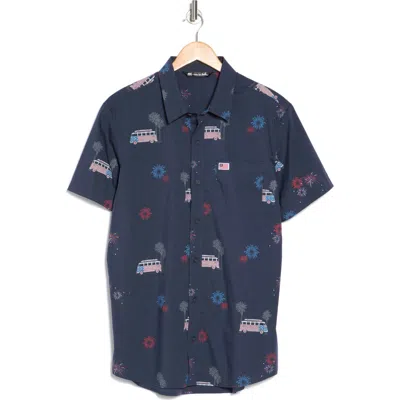 Travismathew What Goes Up Short Sleeve Button-up Shirt In Blue Nights