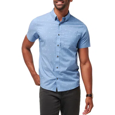 Travismathew Wind It In Stretch Short Sleeve Button-up Shirt In Blue