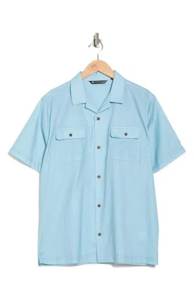 Travismathew Windy Bay Short Sleeve Button-up Shirt In Blue
