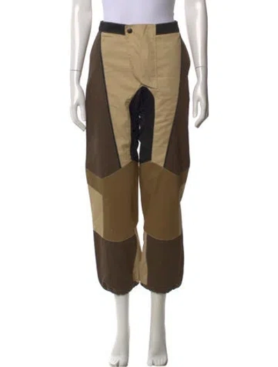 Pre-owned Tre By Natalie Ratabesi Colorblock Pattern Wide Leg Pants In Brown