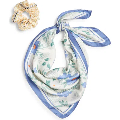 Treasure & Bond 4-piece Scrunchie & Square Scarf Set In Blue