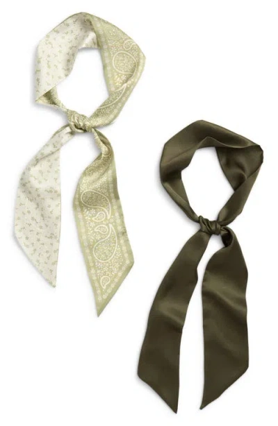 Treasure & Bond Assorted 2-pack Satin Skinny Scarves In White