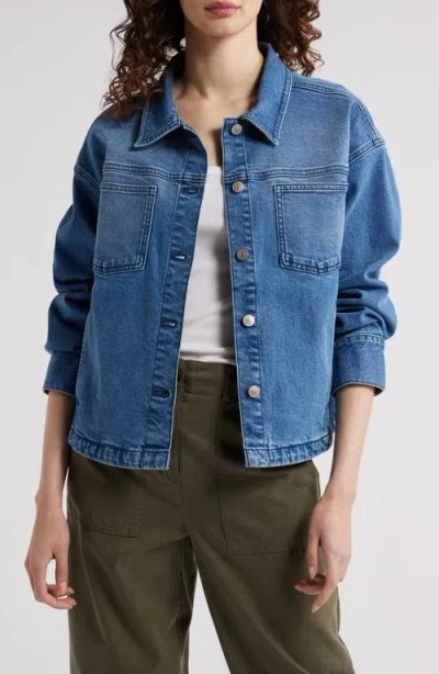 Treasure & Bond Back Pleat Denim Jacket In Medium Wash