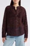 Treasure & Bond Band Collar Lace Button-up Shirt