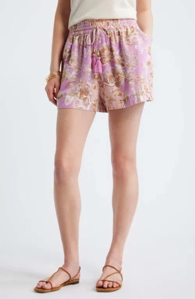 Treasure & Bond Beaded Tassel Linen Blend Shorts In Pink