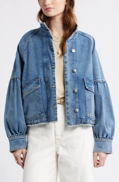 Treasure & Bond Blouse Sleeve Denim Jacket In Blue