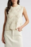 Treasure & Bond Bouclé Pointelle Sweater Vest In Ivory Dove