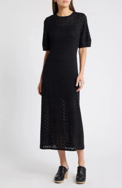 Treasure & Bond Brushed Lace Maxi Dress In Black