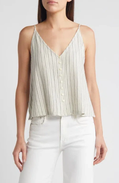 Treasure & Bond Button-up Linen Blend Camisole In Ivory- Grey Sienna Stripe