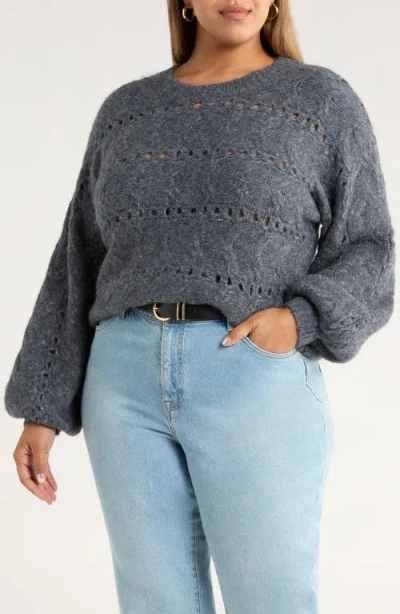 Treasure & Bond Cable Crewneck Sweater In Blue