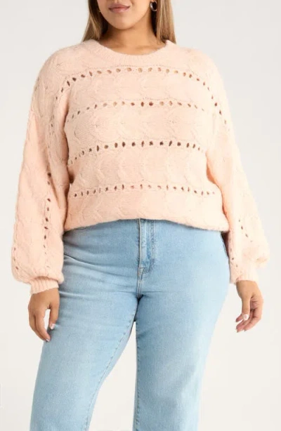 Treasure & Bond Cable Crewneck Sweater In Brown
