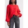 Treasure & Bond Cable Crewneck Sweater In Red
