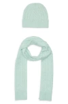 Treasure & Bond Cable Knit Scarf & Beanie Set In Green