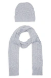Treasure & Bond Cable Knit Scarf & Beanie Set In Gray