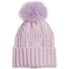 Treasure & Bond Cable Stitch Pom Beanie In Purple