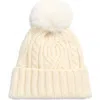 Treasure & Bond Cable Stitch Pom Beanie In White