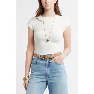 Treasure & Bond Cap Sleeve Stretch Cotton & Modal Rib T-shirt In Pink