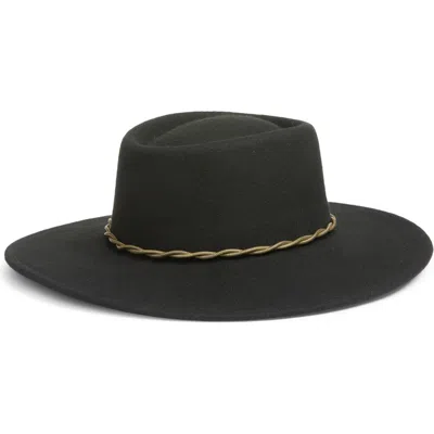 Marina Wool Hat | Black Chain-Trim Hat The Renaissance – Black Vegan Suede Cordobés Hat with Gold  main image 3
