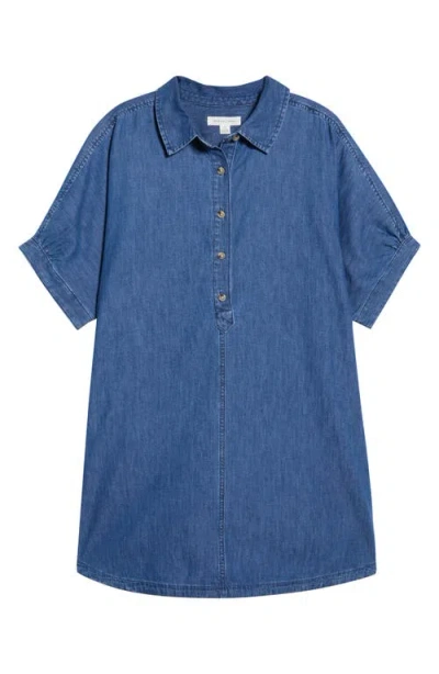 Treasure & Bond Chambray Polo Shift Dress In Blue