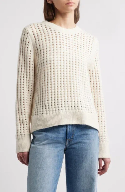 Treasure & Bond Chunky Mesh Cotton Blend Sweater In Ivory Dove