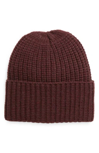 Treasure & Bond Classic Rib Beanie In Burgundy Fudge
