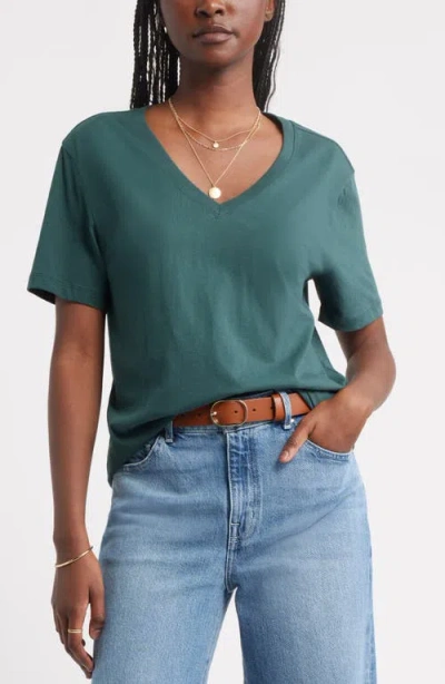 Treasure & Bond Core Cotton V-neck T-shirt In Green