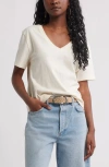 Treasure & Bond Core Cotton V-neck T-shirt In White