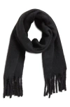 Treasure & Bond Cozy Sparkle Fringe Scarf In Black