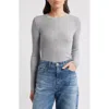 Treasure & Bond Crewneck Cotton Blend Rib Sweater In Grey Heather