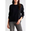 Treasure & Bond Crewneck Raglan Cotton Blend Sweater In Black