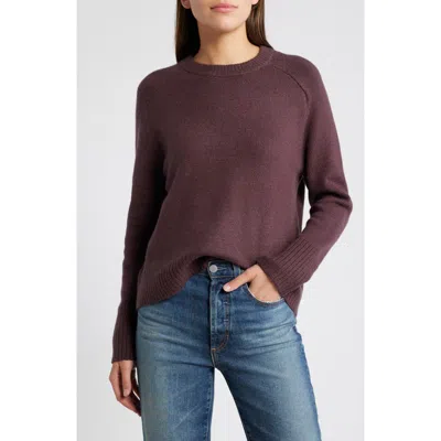Treasure & Bond Crewneck Raglan Cotton Blend Sweater In Burgundy Fudge