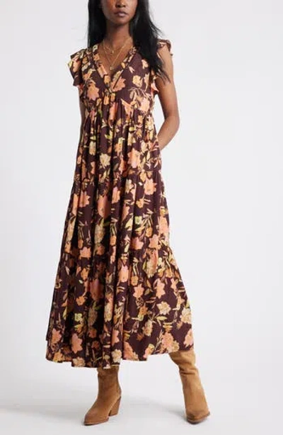 TREASURE & BOND TREASURE & BOND CRINKLE FINISH FLUTTER SLEEVE MAXI DRESS