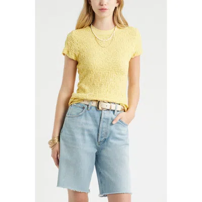 Treasure & Bond Crinkle Knit Crewneck Top In Gold