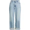 Treasure & Bond Cuffed High Waist Wide Leg Jeans In Light Wash
