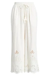 Treasure & Bond Cutwork Hem Linen Blend Pull-on Pants In Multi