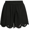 Treasure & Bond Cutwork Hem Linen Blend Pull-on Shorts In Black