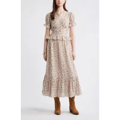 Treasure & Bond Cutwork Peplum Maxi Dress In Pattern